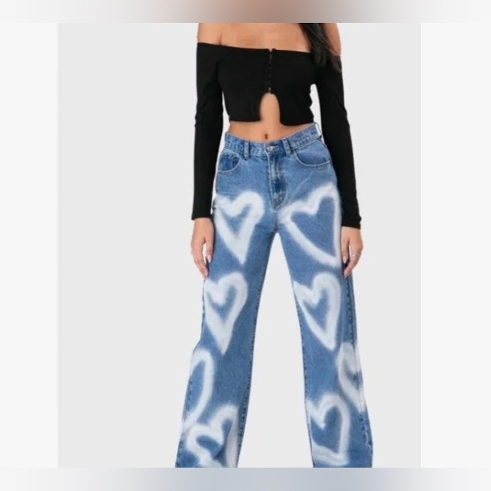 ADIKA graffiti heart jeans